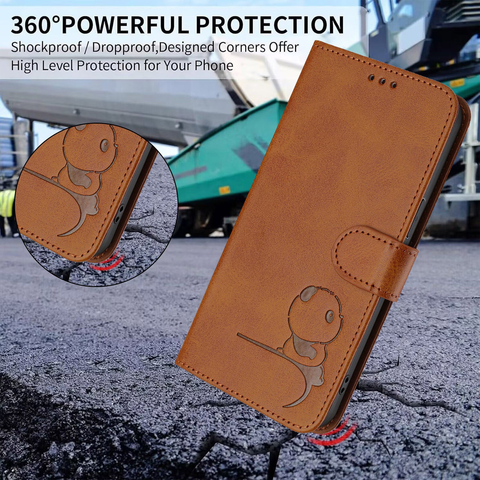 For Xiaomi 17 Pro Max Case Panda Imprint RFID Blocking Wallet Leather Phone Cover with Wrist Strap - Brown