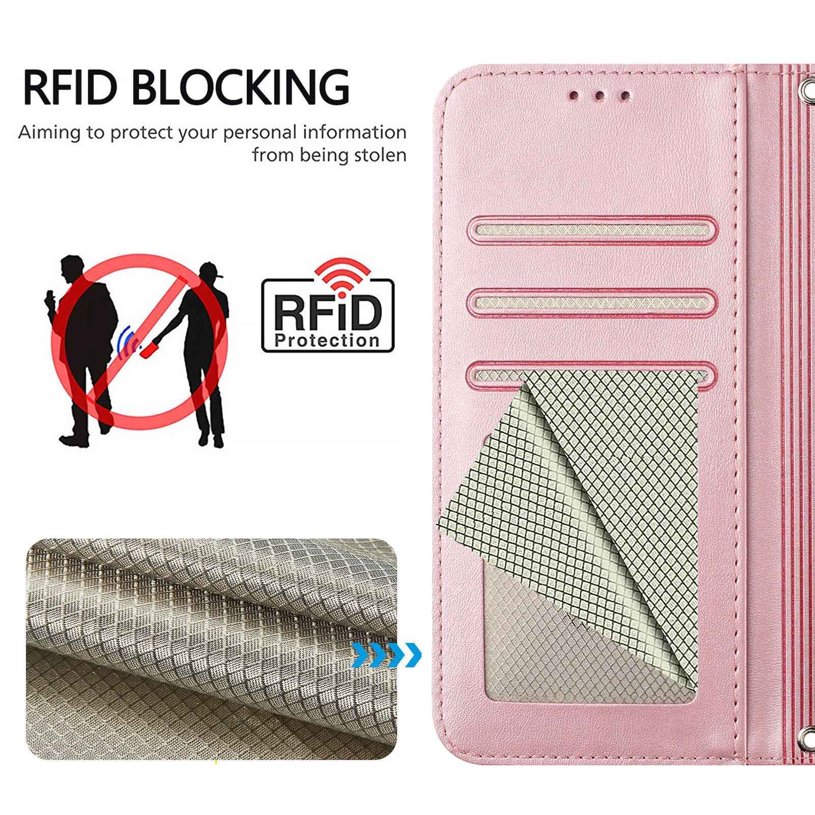 For Xiaomi 17 Pro Case Panda Imprint RFID Blocking Wallet Leather Phone Cover with Wrist Strap - Pink