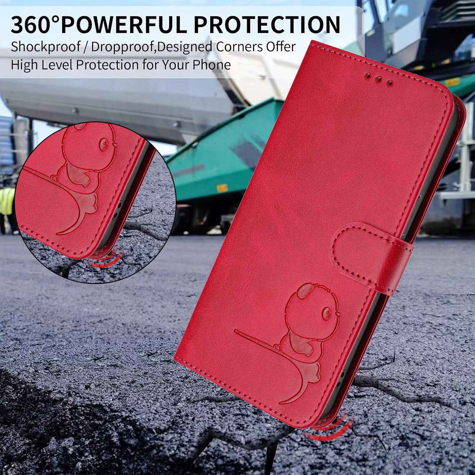 For Xiaomi 17 Pro Case Panda Imprint RFID Blocking Wallet Leather Phone Cover with Wrist Strap - Rose