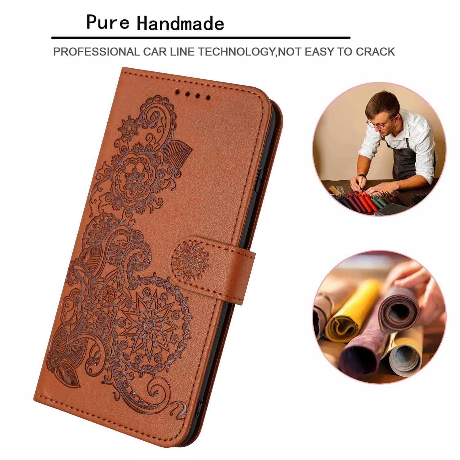 For Xiaomi 17 Pro Phone Cases Mandala Flower Leather Wallet Mobile Cover with Strap - Coffee