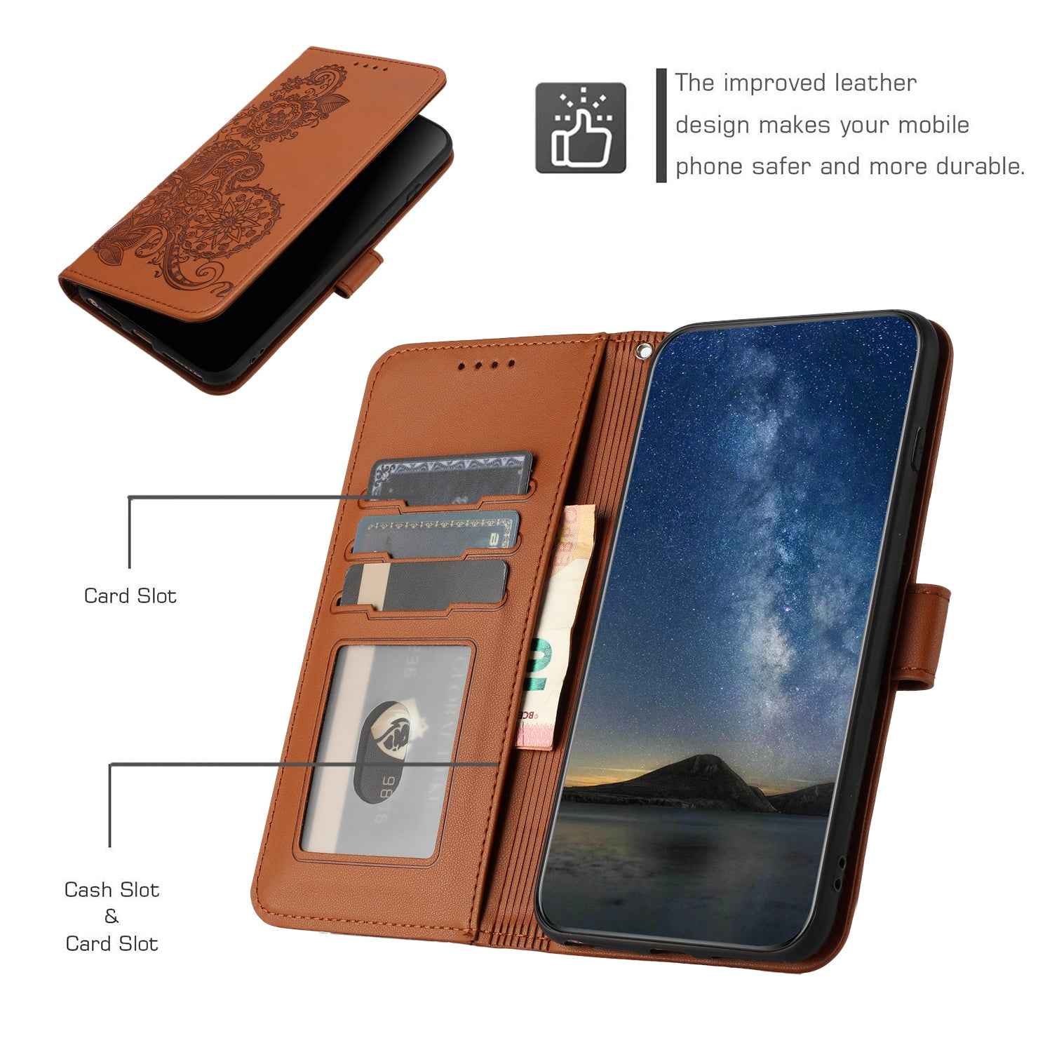 For Xiaomi 17 Pro Phone Cases Mandala Flower Leather Wallet Mobile Cover with Strap - Coffee