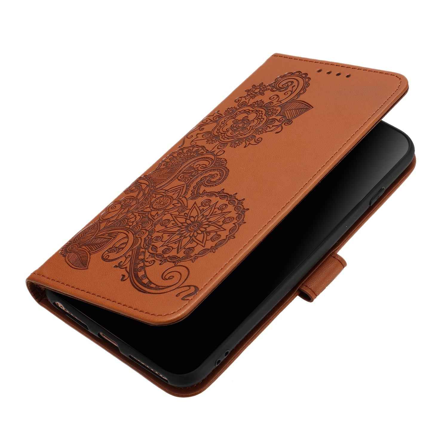 For Xiaomi 17 Pro Phone Cases Mandala Flower Leather Wallet Mobile Cover with Strap - Coffee
