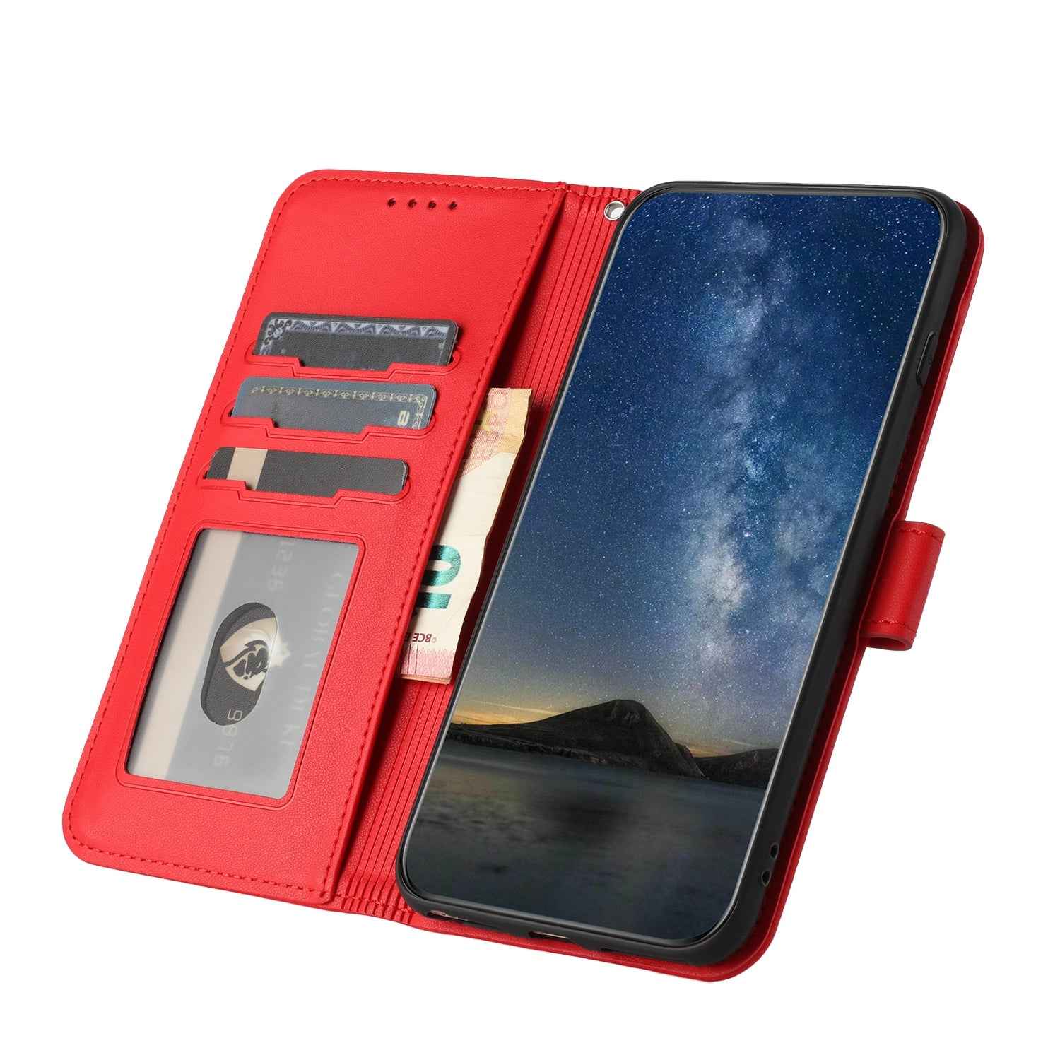 For Xiaomi 17 Pro Phone Cases Mandala Flower Leather Wallet Mobile Cover with Strap - Red
