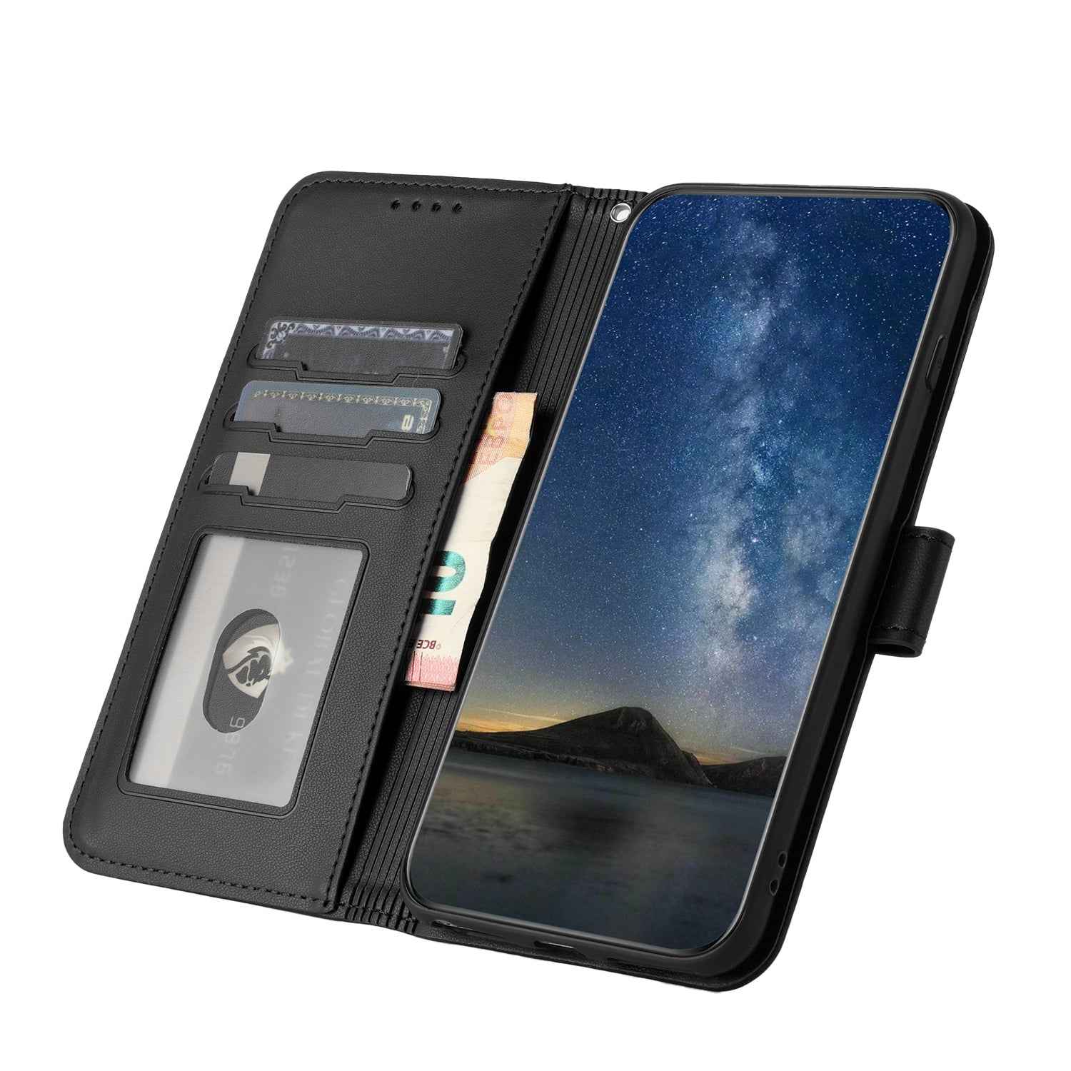 For Xiaomi 17 Pro Phone Cases Mandala Flower Leather Wallet Mobile Cover with Strap - Black