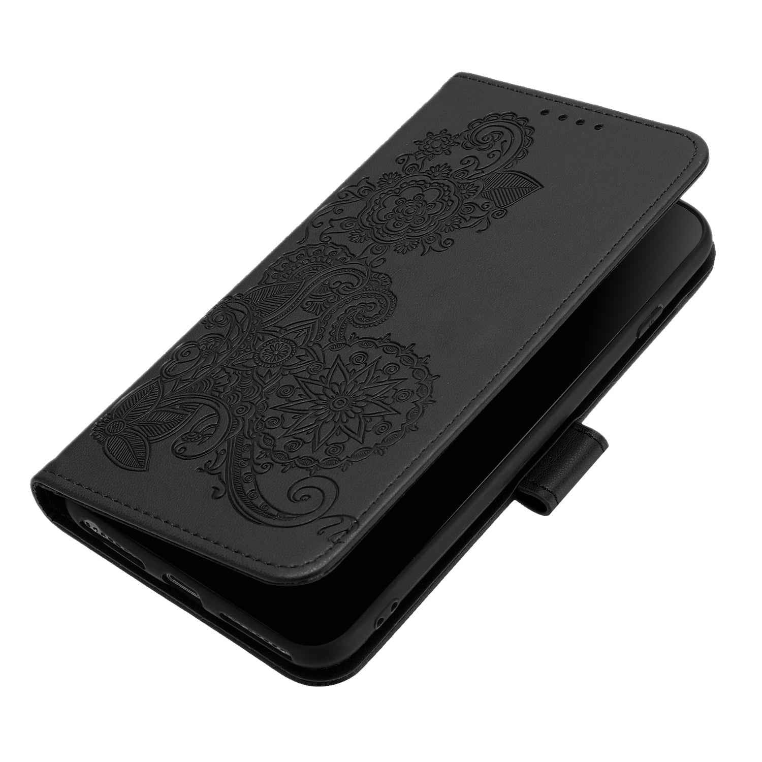 For Xiaomi 17 Pro Phone Cases Mandala Flower Leather Wallet Mobile Cover with Strap - Black