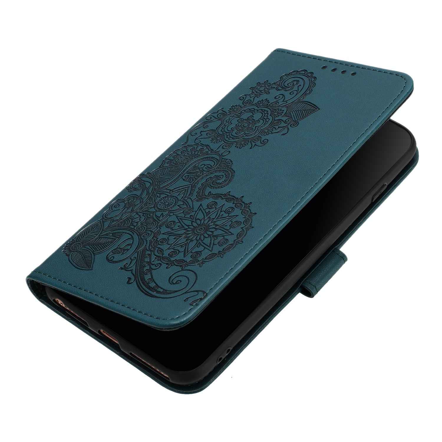 For Xiaomi 17 Pro Phone Cases Mandala Flower Leather Wallet Mobile Cover with Strap - Blackish Green