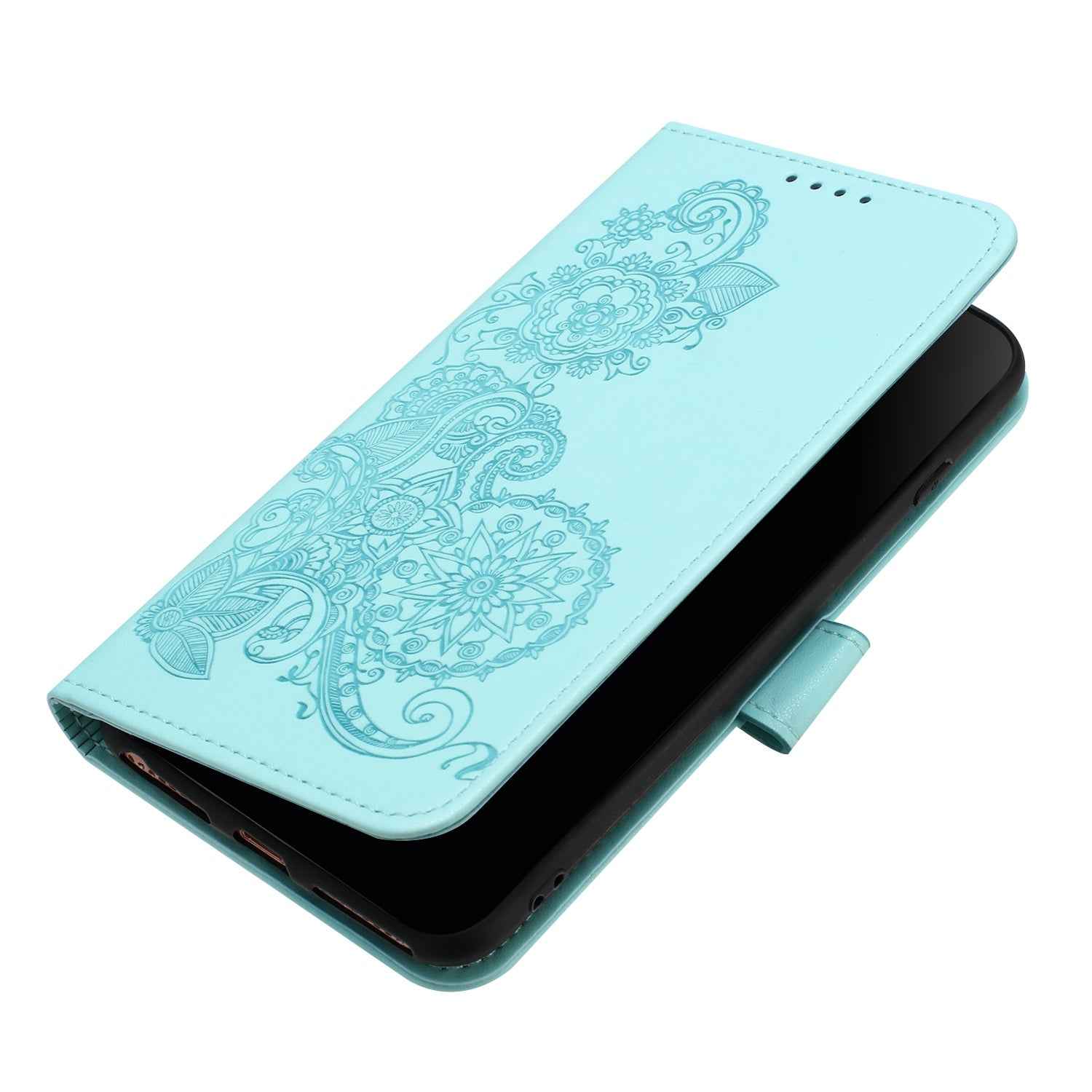 For Xiaomi 17 Pro Phone Cases Mandala Flower Leather Wallet Mobile Cover with Strap - Light Blue