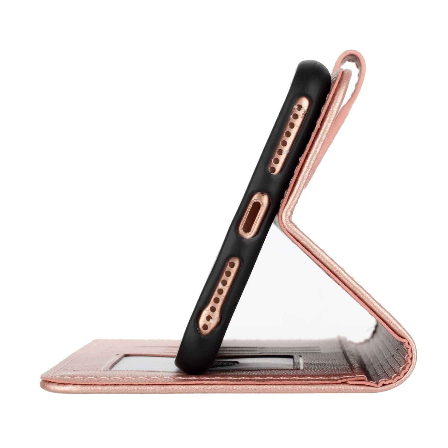 For Xiaomi 17 Pro Phone Cases Mandala Flower Leather Wallet Mobile Cover with Strap - Rose Gold