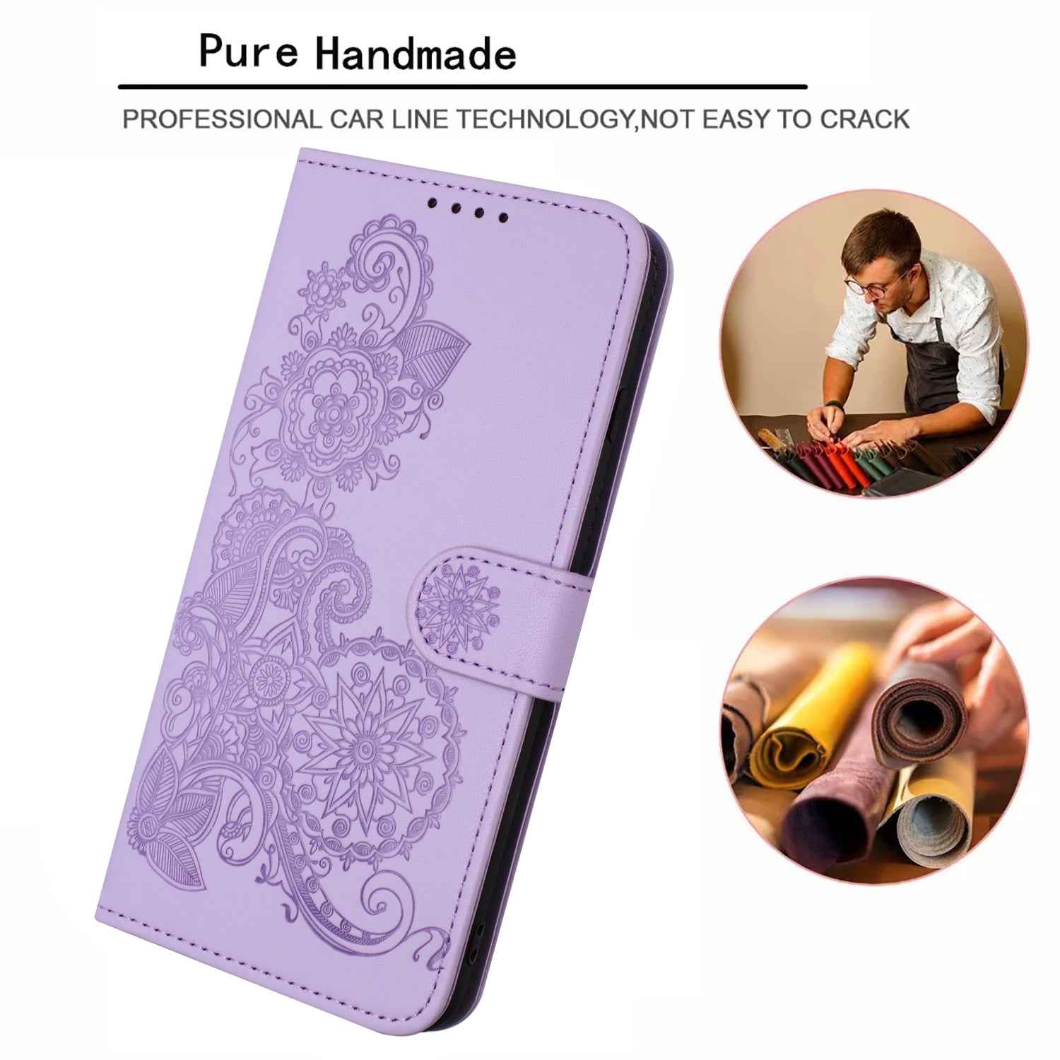 For Xiaomi 17 Pro Phone Cases Mandala Flower Leather Wallet Mobile Cover with Strap - Purple