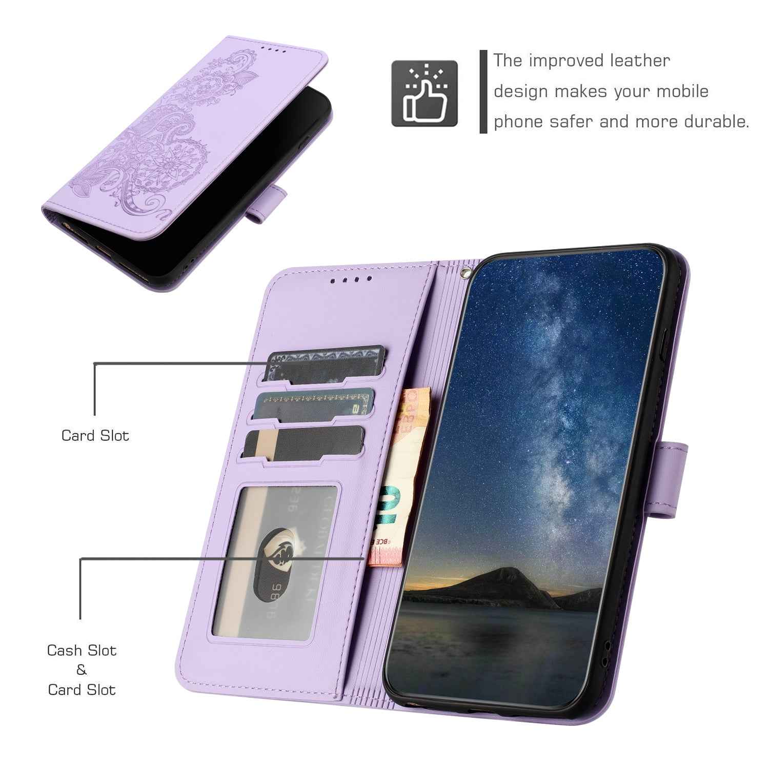 For Xiaomi 17 Pro Phone Cases Mandala Flower Leather Wallet Mobile Cover with Strap - Purple