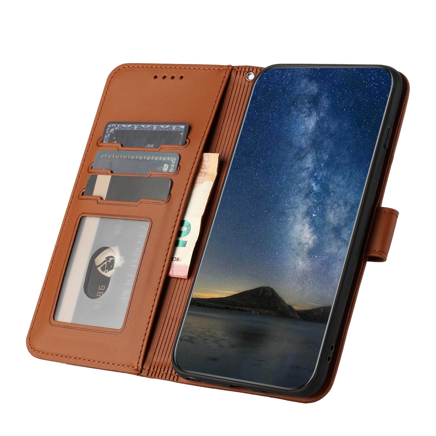 For Xiaomi 17 Pro Max Phone Cases Mandala Flower Leather Wallet Mobile Cover with Strap - Coffee