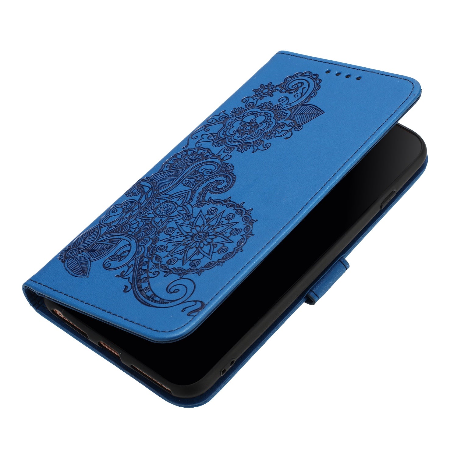 For Xiaomi 17 Pro Max Phone Cases Mandala Flower Leather Wallet Mobile Cover with Strap - Royal Blue