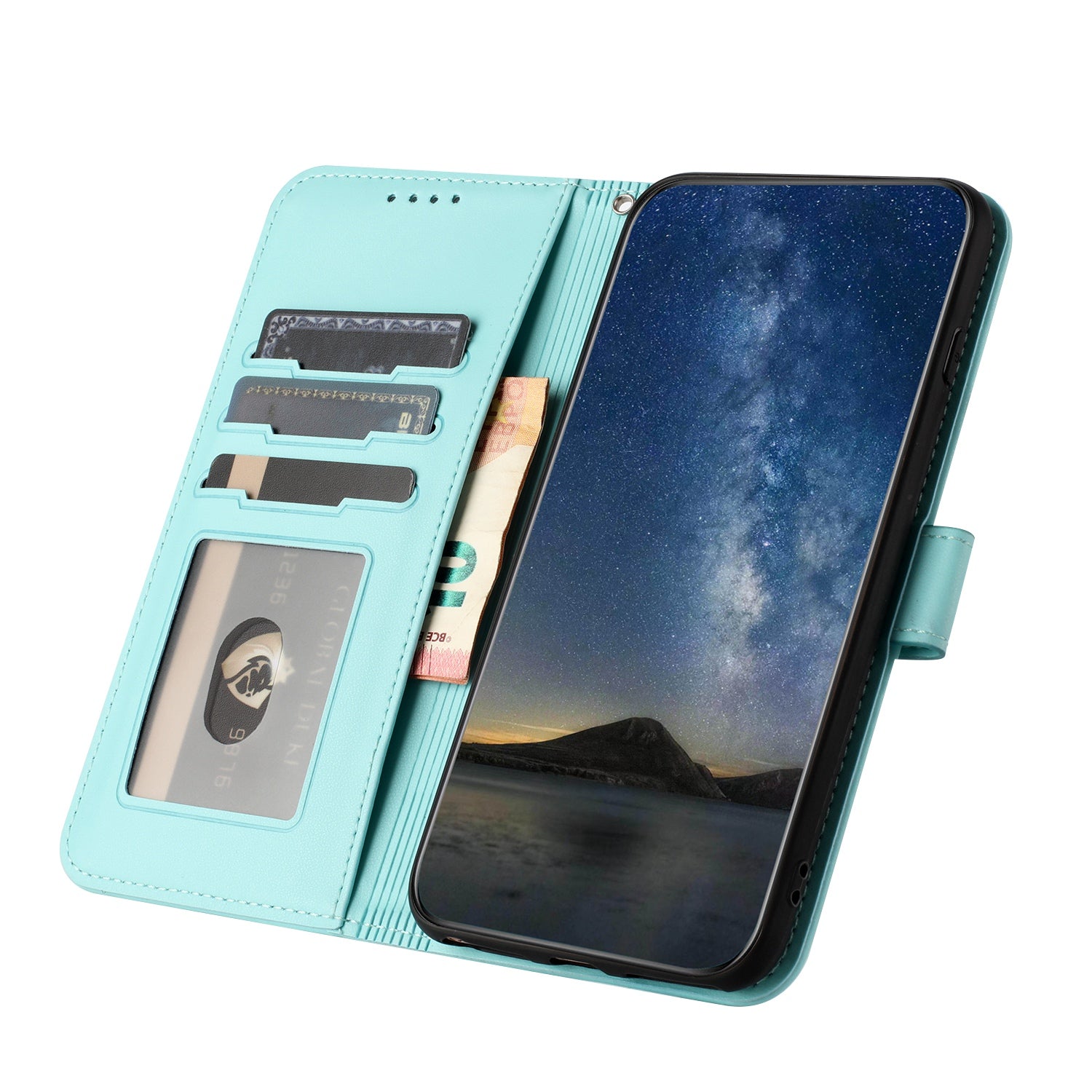 For Xiaomi 17 Pro Max Phone Cases Mandala Flower Leather Wallet Mobile Cover with Strap - Light Blue