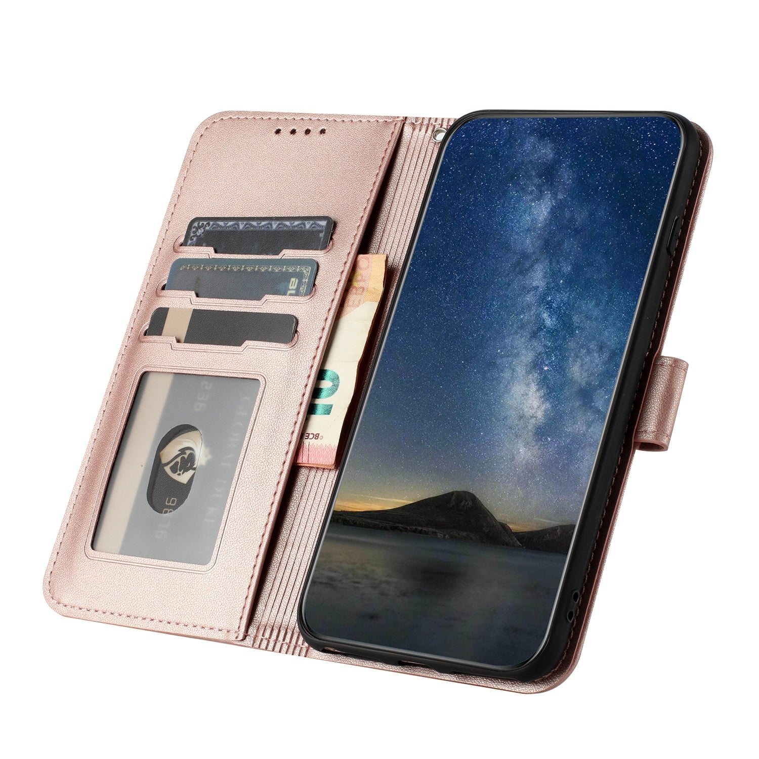 For Xiaomi 17 Pro Max Phone Cases Mandala Flower Leather Wallet Mobile Cover with Strap - Rose Gold