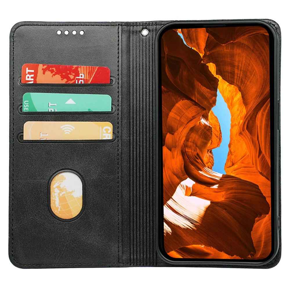 For Xiaomi 17 Pro Case Hidden Magnetic Closure Calf Texture Leather Phone Cover - Black