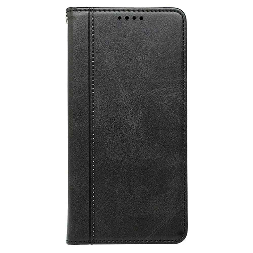 For Xiaomi 17 Pro Case Hidden Magnetic Closure Calf Texture Leather Phone Cover - Black