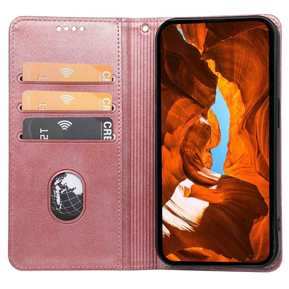 For Xiaomi 17 Pro Case Hidden Magnetic Closure Calf Texture Leather Phone Cover - Rose Gold