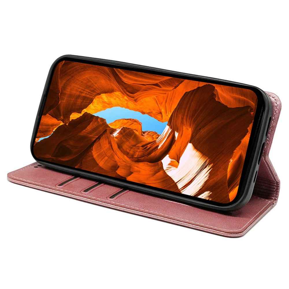 For Xiaomi 17 Pro Case Hidden Magnetic Closure Calf Texture Leather Phone Cover - Rose Gold