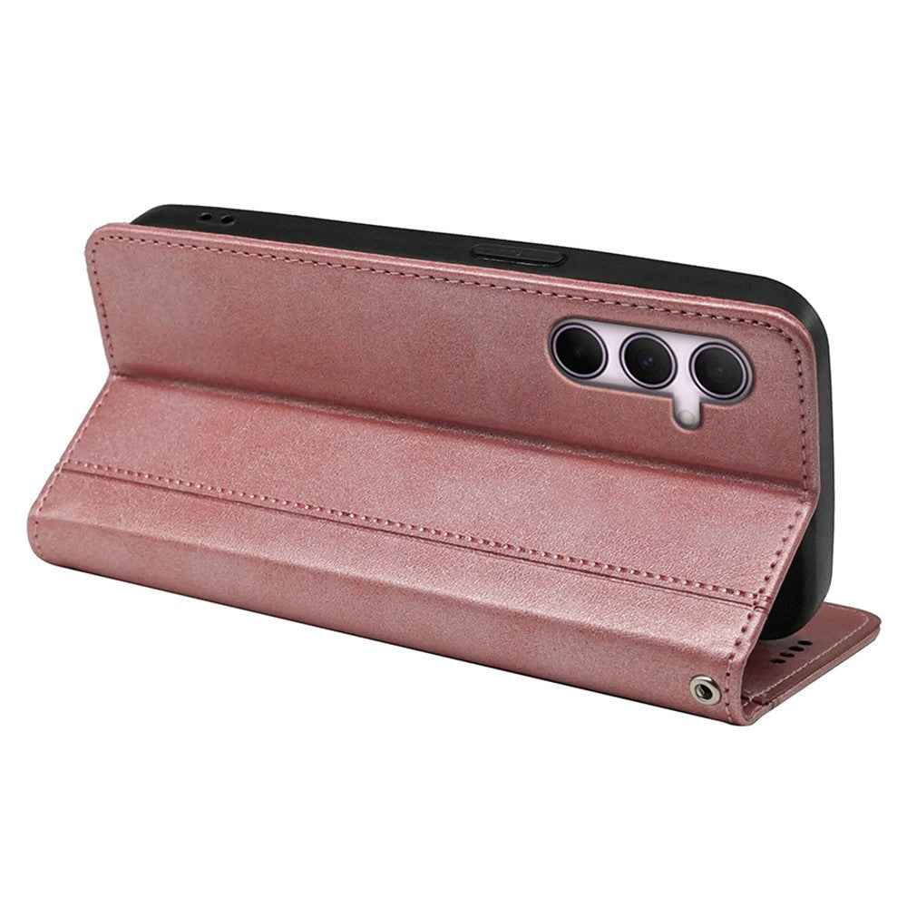 For Xiaomi 17 Pro Case Hidden Magnetic Closure Calf Texture Leather Phone Cover - Rose Gold