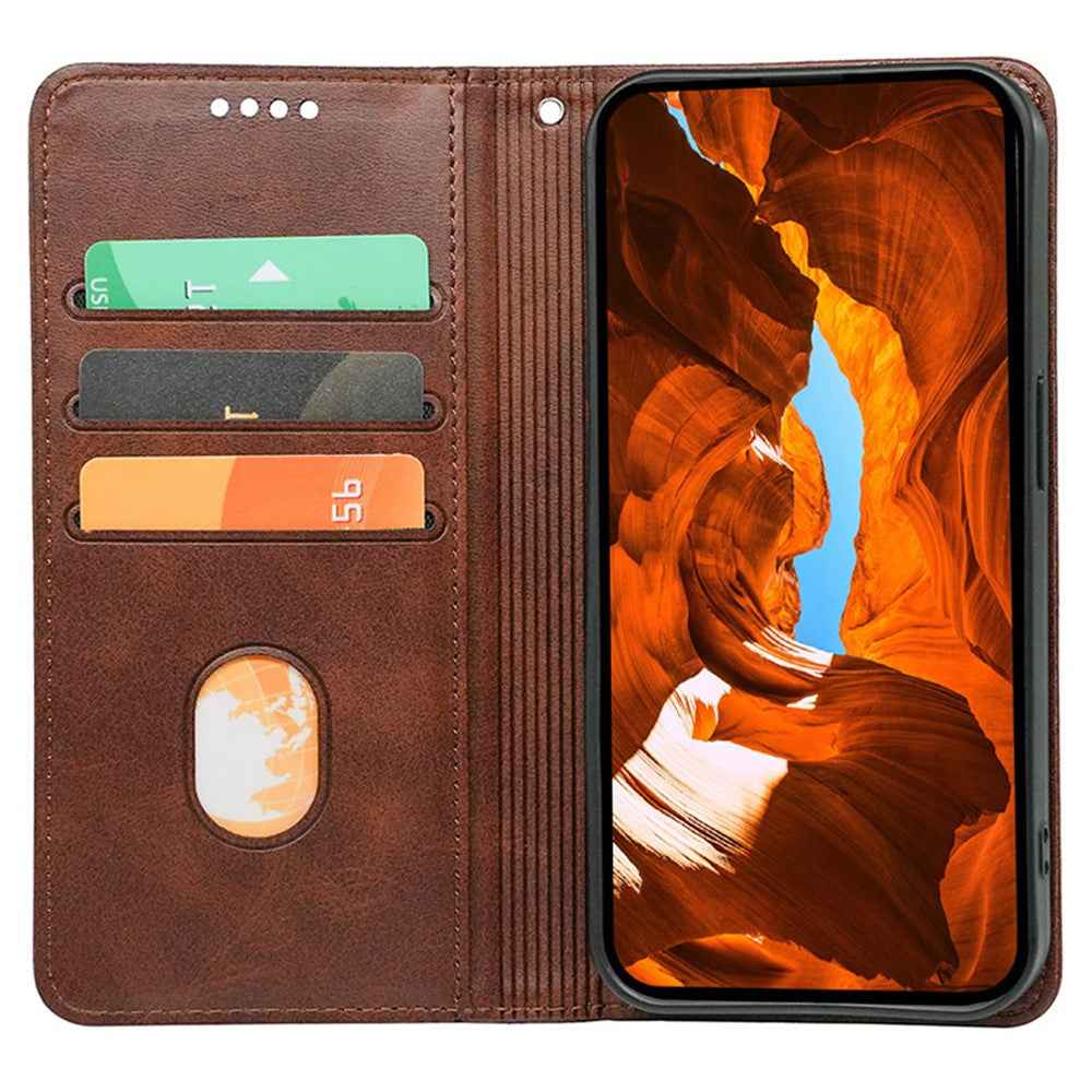 For Xiaomi 17 Pro Case Hidden Magnetic Closure Calf Texture Leather Phone Cover - Brown