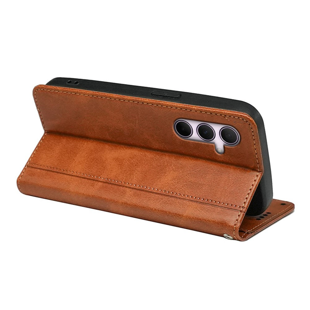 For Xiaomi 17 Pro Max Case Hidden Magnetic Closure Calf Texture Leather Phone Cover - Yellow