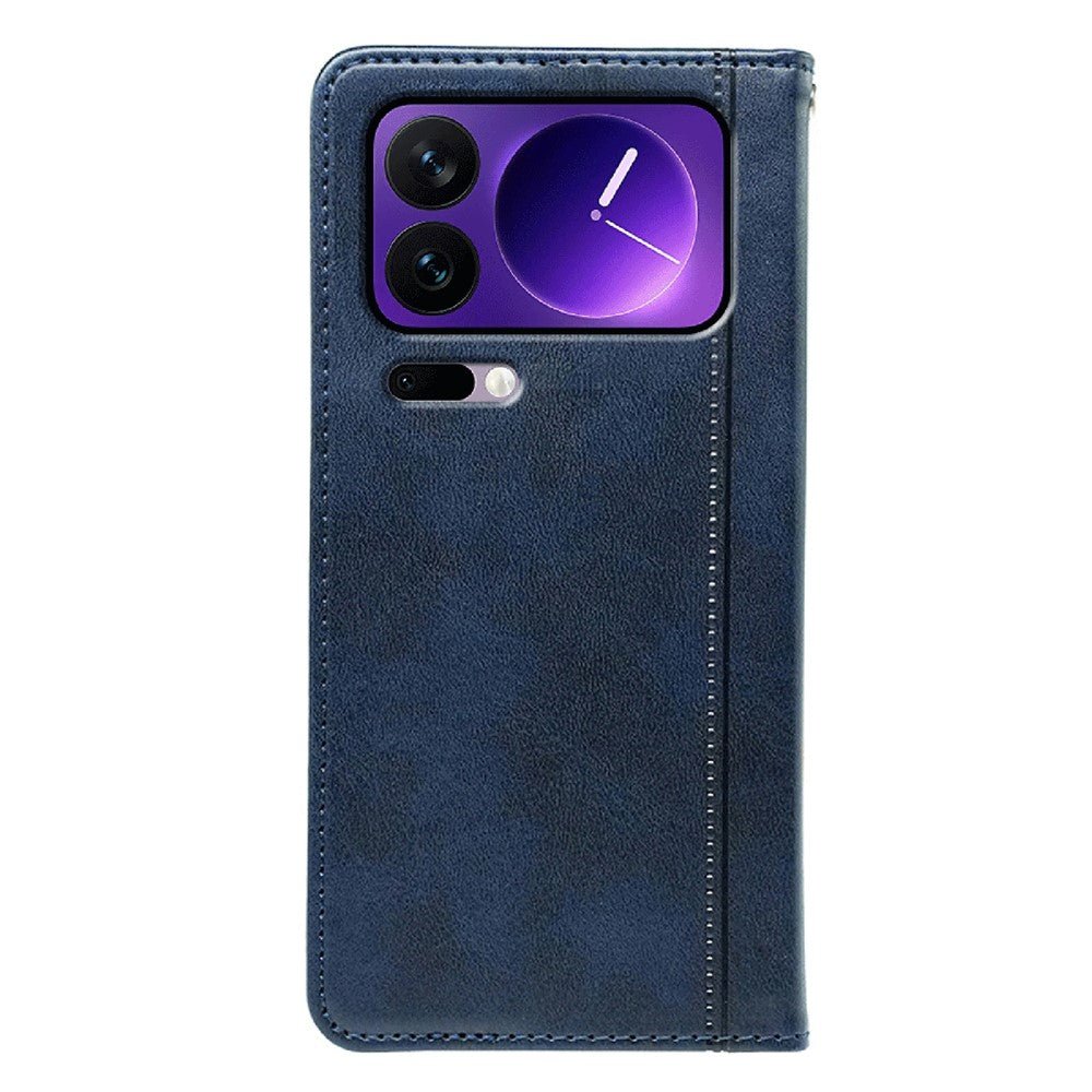 For Xiaomi 17 Pro Max Case Hidden Magnetic Closure Calf Texture Leather Phone Cover - Blue