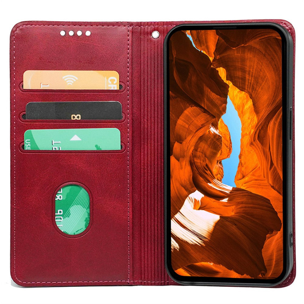 For Xiaomi 17 Pro Max Case Hidden Magnetic Closure Calf Texture Leather Phone Cover - Red