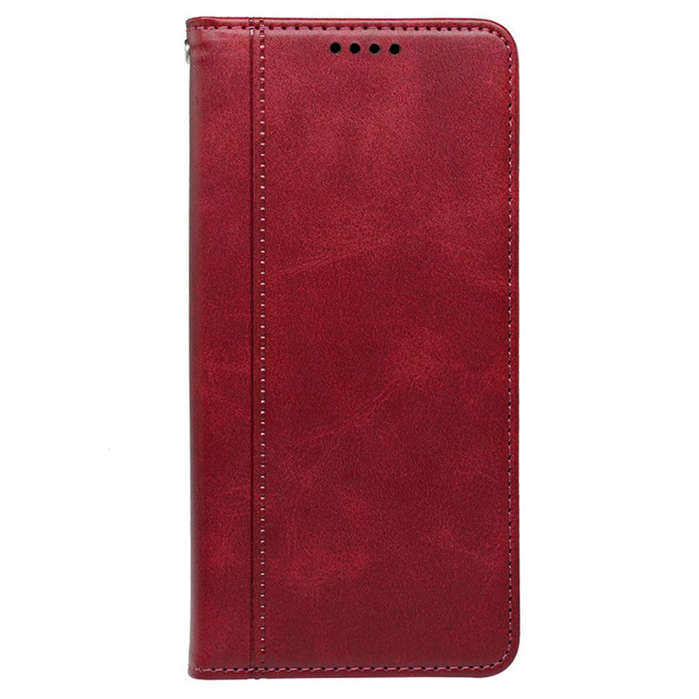 For Xiaomi 17 Pro Max Case Hidden Magnetic Closure Calf Texture Leather Phone Cover - Red