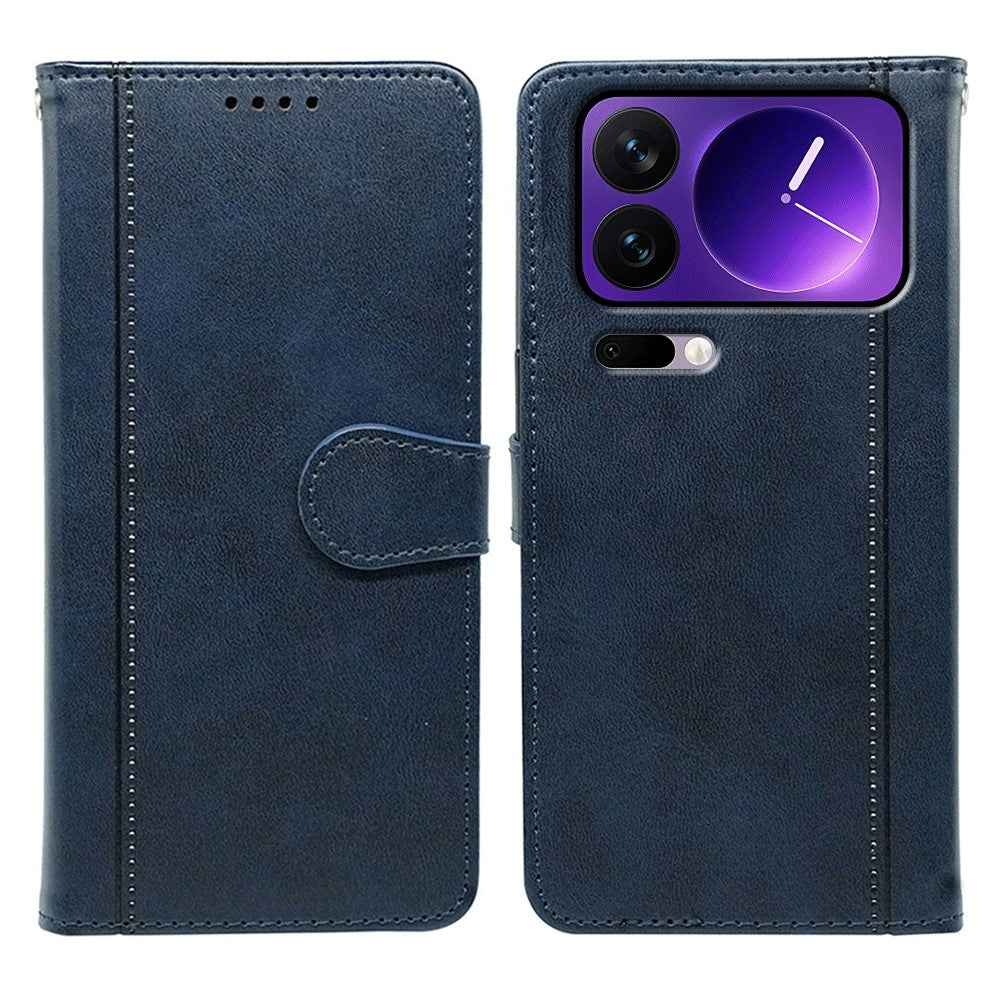 For Xiaomi 17 Pro Case Calf Texture Leather Stand Book Style Phone Cover - Blue