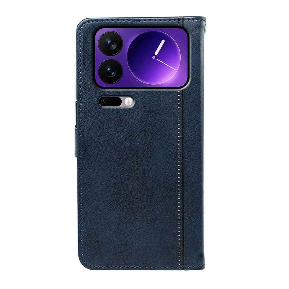 For Xiaomi 17 Pro Case Calf Texture Leather Stand Book Style Phone Cover - Blue
