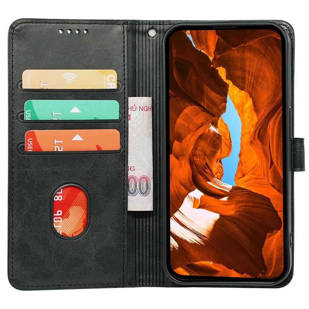 For Xiaomi 17 Pro Case Calf Texture Leather Stand Book Style Phone Cover - Black