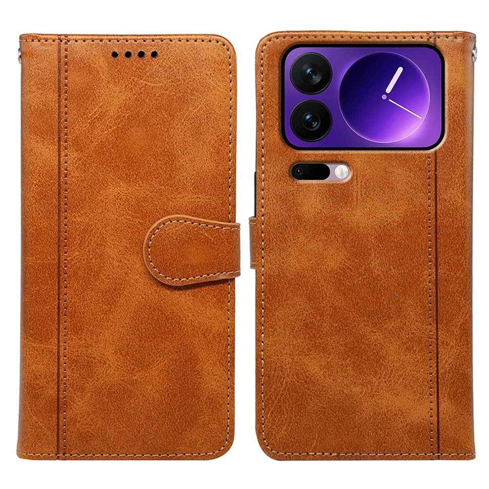 For Xiaomi 17 Pro Case Calf Texture Leather Stand Book Style Phone Cover - Yellow