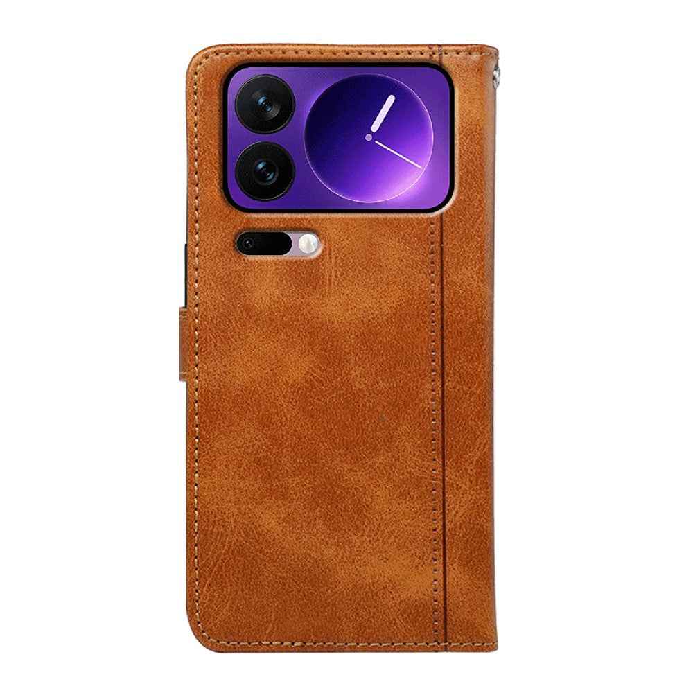 For Xiaomi 17 Pro Case Calf Texture Leather Stand Book Style Phone Cover - Yellow