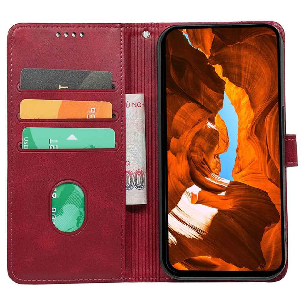 For Xiaomi 17 Pro Case Calf Texture Leather Stand Book Style Phone Cover - Red