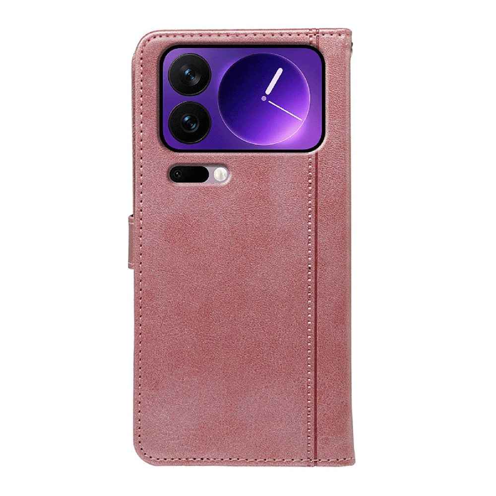 For Xiaomi 17 Pro Case Calf Texture Leather Stand Book Style Phone Cover - Rose Gold