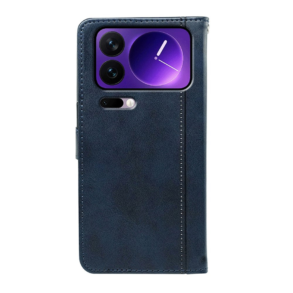 For Xiaomi 17 Pro Max Case Calf Texture Leather Stand Book Style Phone Cover - Blue