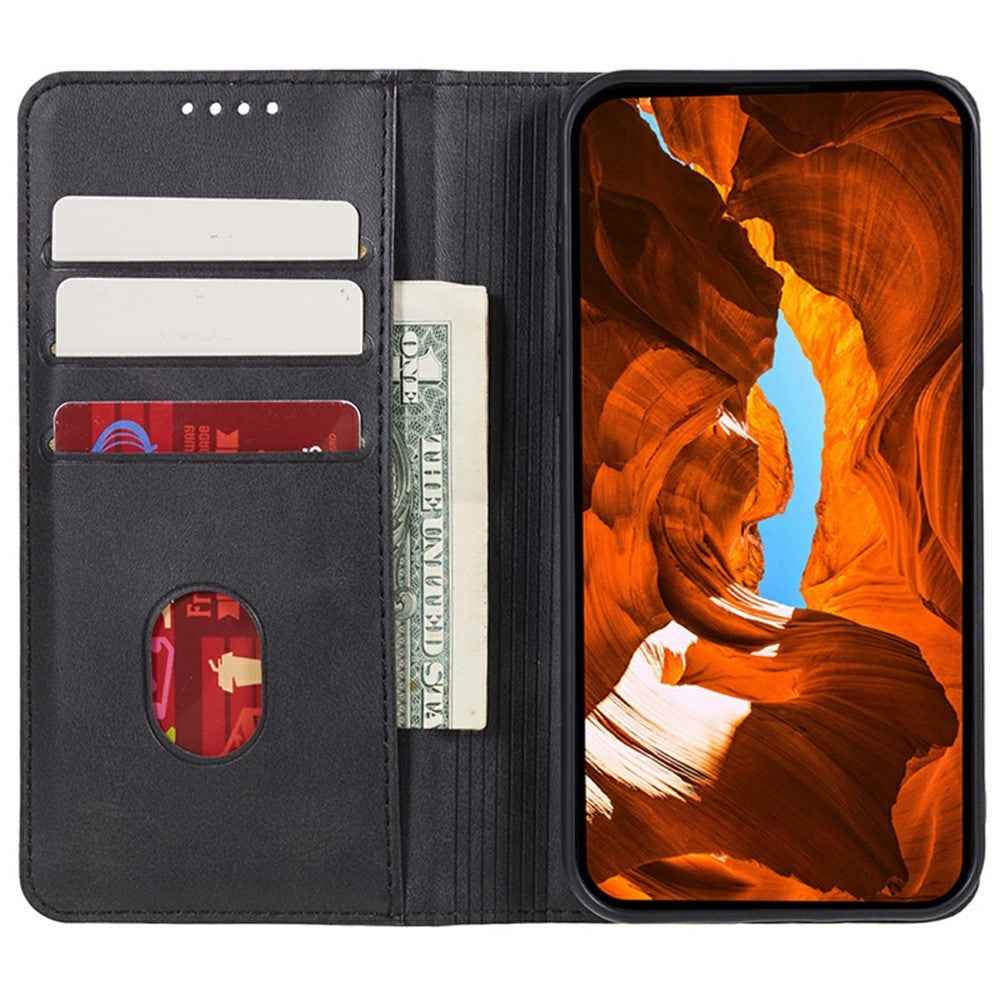For Xiaomi 17 Pro Case Strong Magnetic PU Leather Phone Cover Calf Texture - Black
