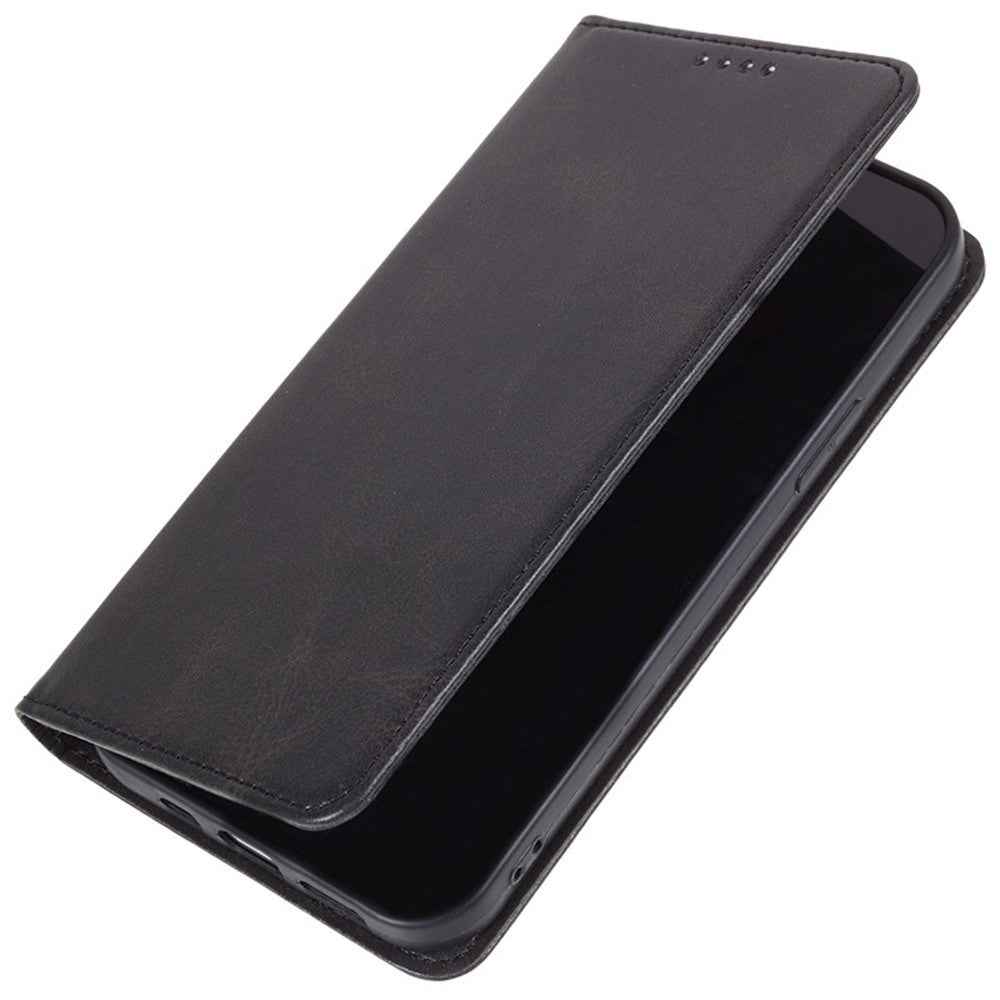 For Xiaomi 17 Pro Case Strong Magnetic PU Leather Phone Cover Calf Texture - Black