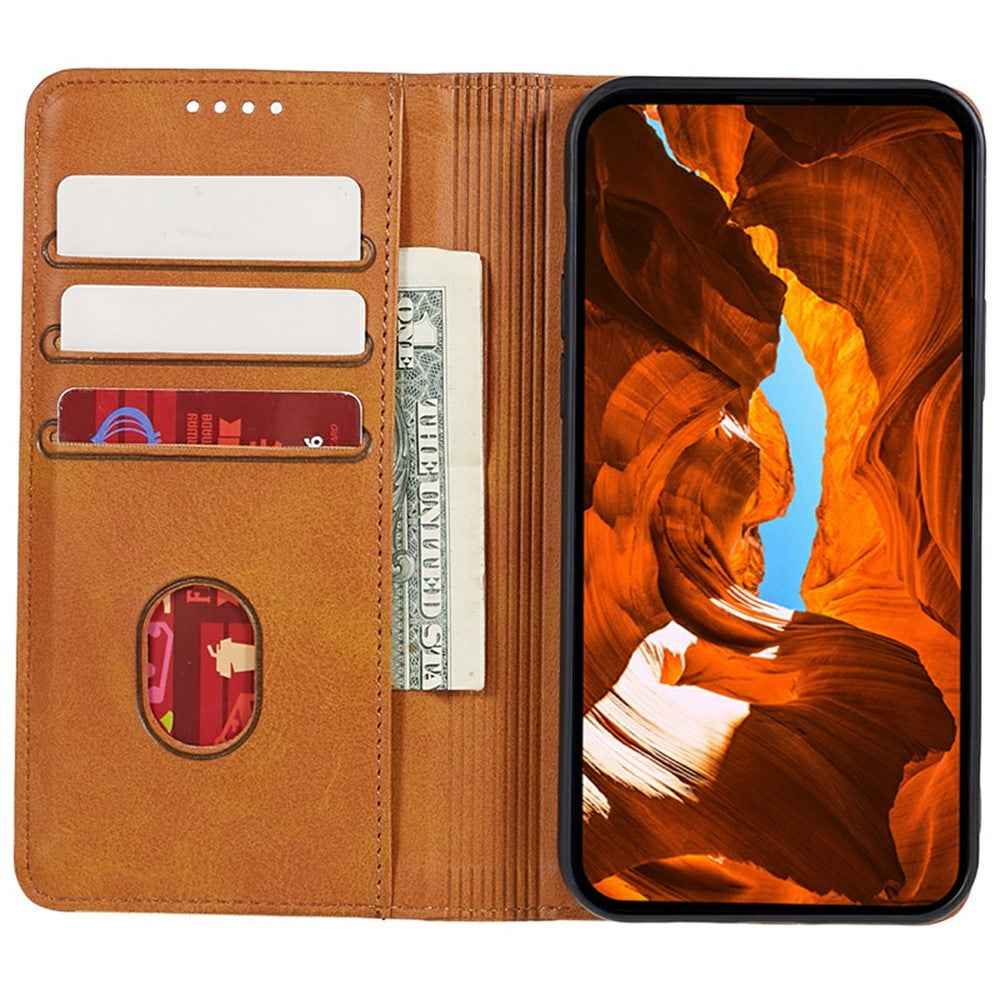 For Xiaomi 17 Pro Case Strong Magnetic PU Leather Phone Cover Calf Texture - Khaki