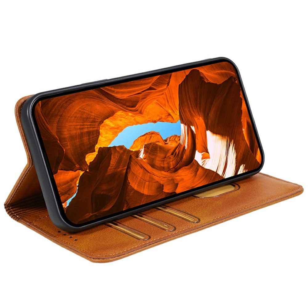 For Xiaomi 17 Pro Case Strong Magnetic PU Leather Phone Cover Calf Texture - Khaki