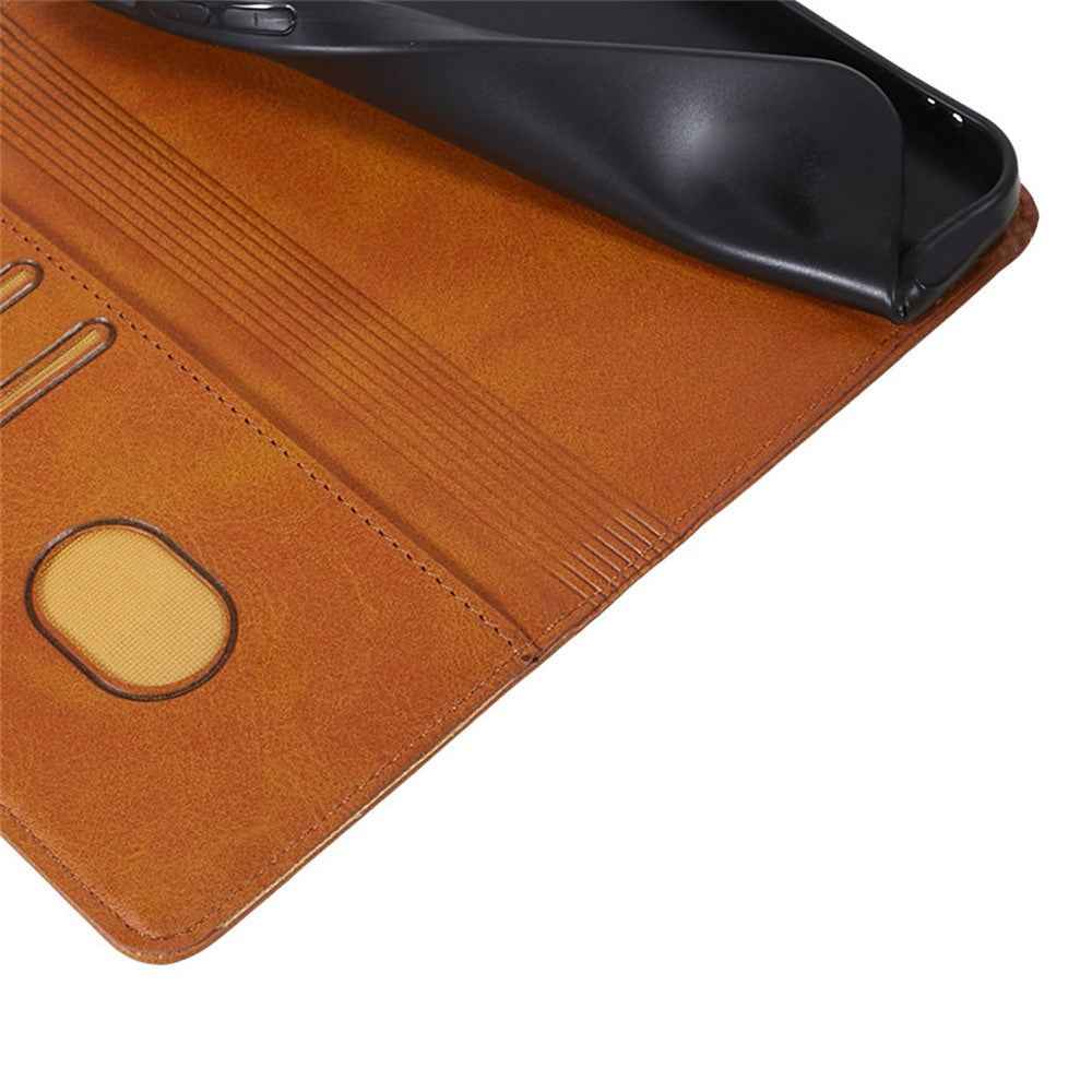 For Xiaomi 17 Pro Case Strong Magnetic PU Leather Phone Cover Calf Texture - Khaki