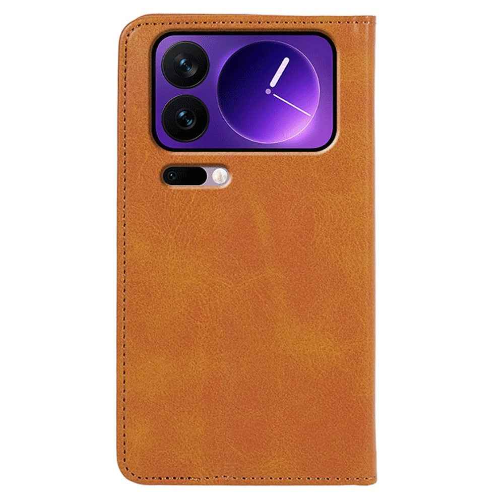 For Xiaomi 17 Pro Case Strong Magnetic PU Leather Phone Cover Calf Texture - Khaki