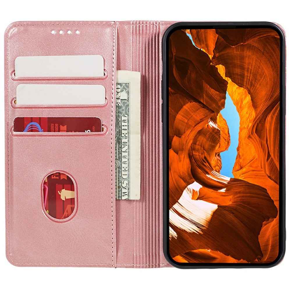 For Xiaomi 17 Pro Case Strong Magnetic PU Leather Phone Cover Calf Texture - Rose Gold
