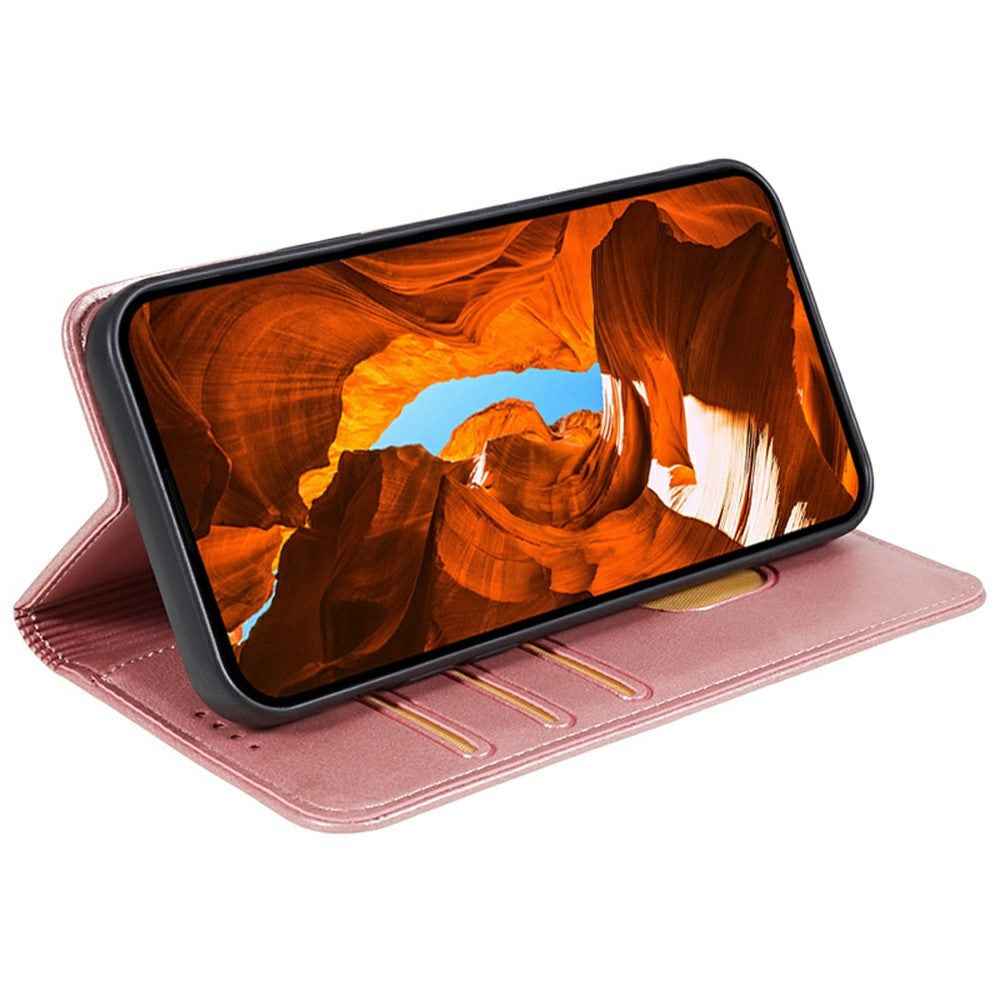 For Xiaomi 17 Pro Case Strong Magnetic PU Leather Phone Cover Calf Texture - Rose Gold