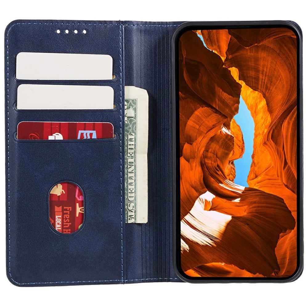 For Xiaomi 17 Pro Case Strong Magnetic PU Leather Phone Cover Calf Texture - Blue