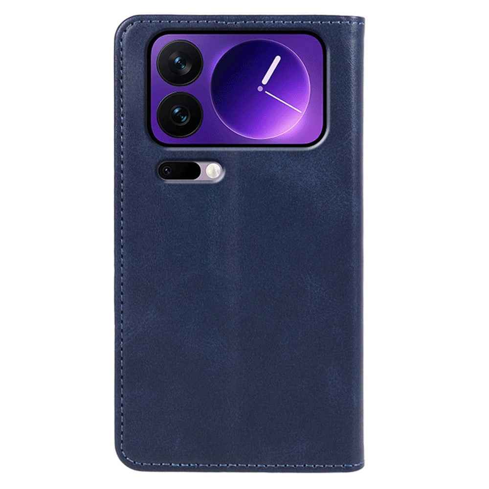 For Xiaomi 17 Pro Case Strong Magnetic PU Leather Phone Cover Calf Texture - Blue