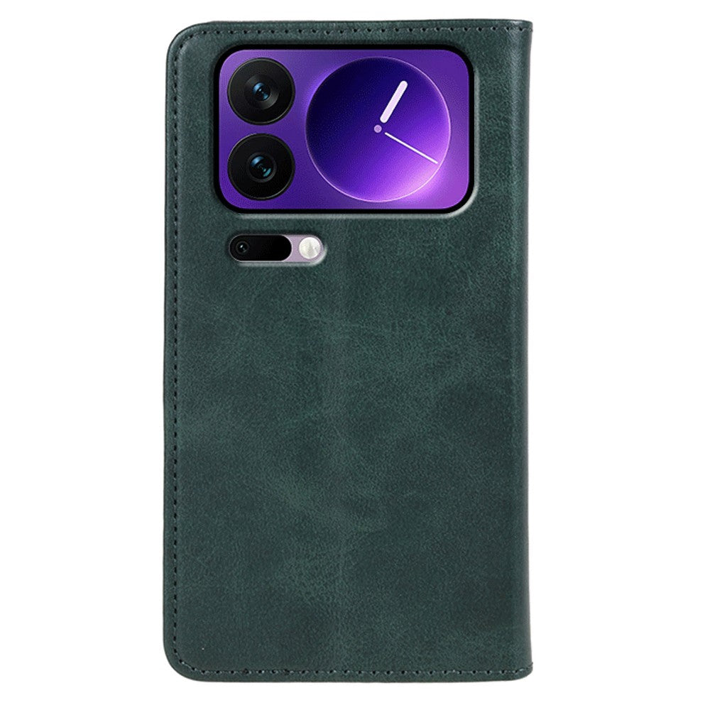 For Xiaomi 17 Pro Max Case Strong Magnetic PU Leather Phone Cover Calf Texture - Green