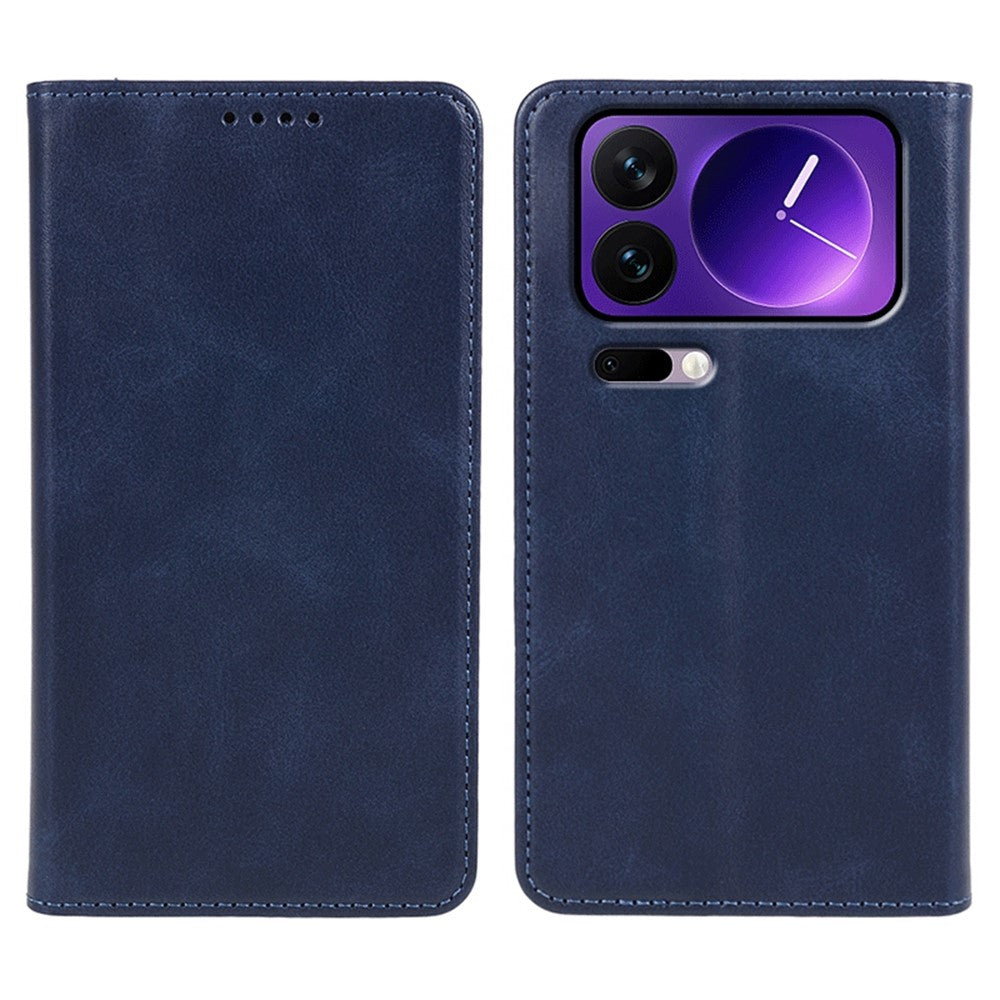 For Xiaomi 17 Pro Max Case Strong Magnetic PU Leather Phone Cover Calf Texture - Blue