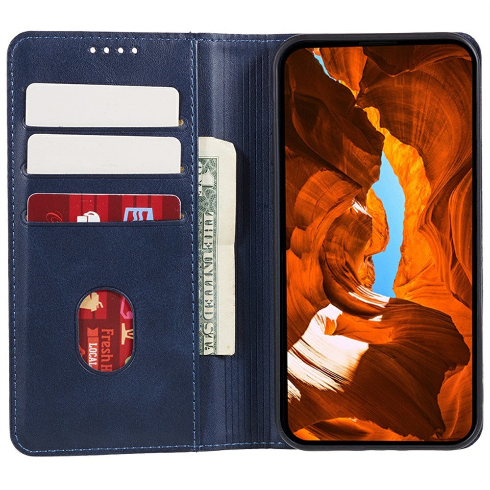 For Xiaomi 17 Pro Max Case Strong Magnetic PU Leather Phone Cover Calf Texture - Blue