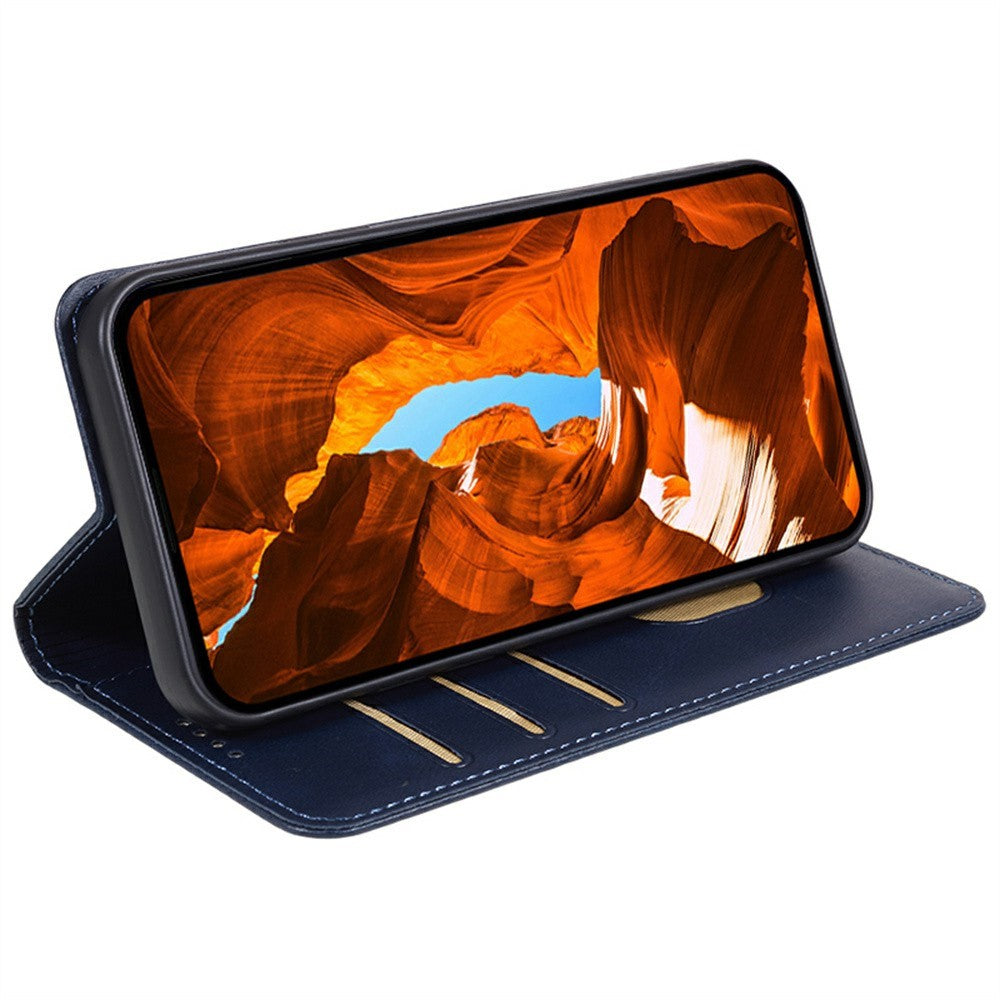 For Xiaomi 17 Pro Max Case Strong Magnetic PU Leather Phone Cover Calf Texture - Blue
